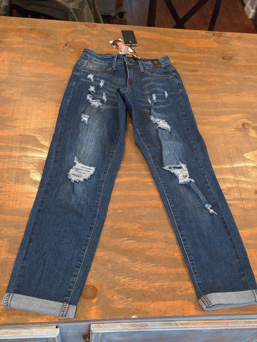 L&B Dark Blue Distressed Boyfriend Jeans